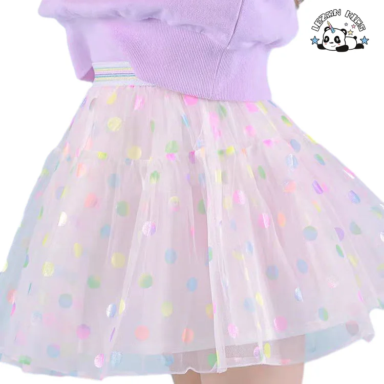 LEZONKIDS - Customizable Colorful Elegant Summer Girls Kids Tutu Skirts Short Cotton Straight Dress Lace Skirts for 2-14T Children